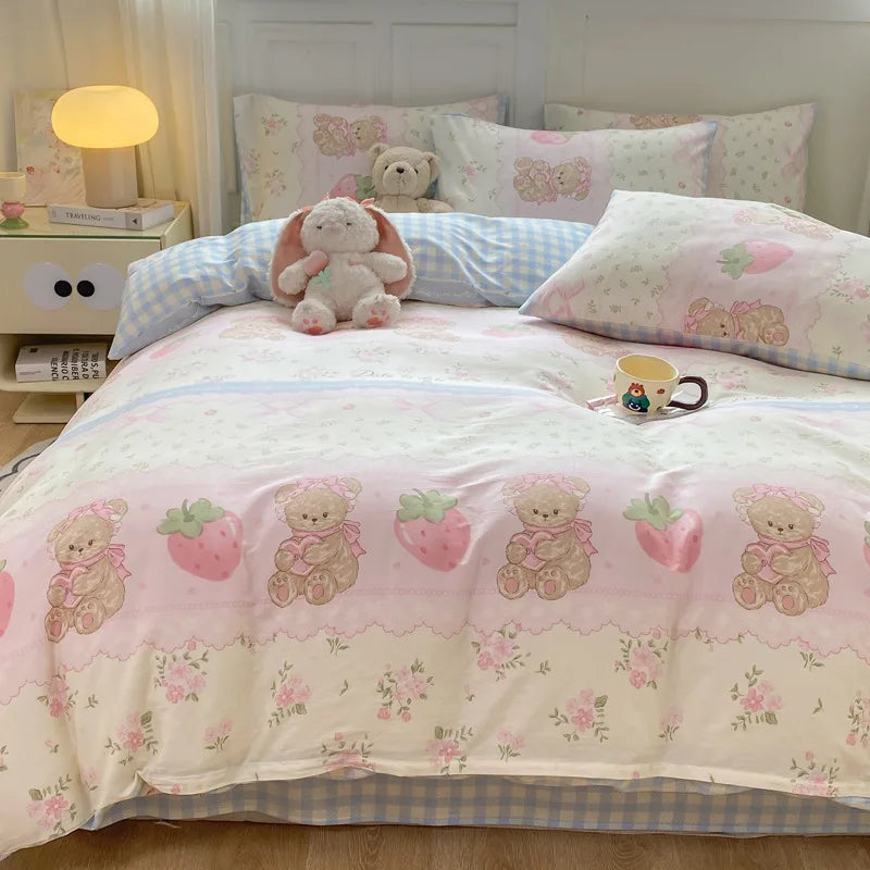 1PC Skin Friendly Duvet Cover Cartoon Printed Quilt Cover Single Bed and Double Bed Duvet Cover Soft Cptton Comforters Covers