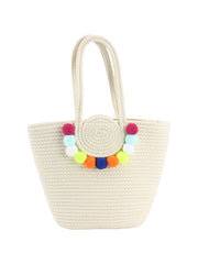 Shoulder Women Ball Bag Colorful Pendant Cotton