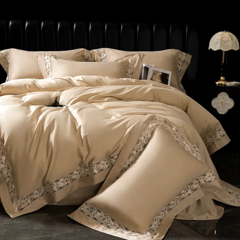 Premium 1000TC Egyptian Cotton Luxury Hollow Wide Edge Embroidery Bedding Set