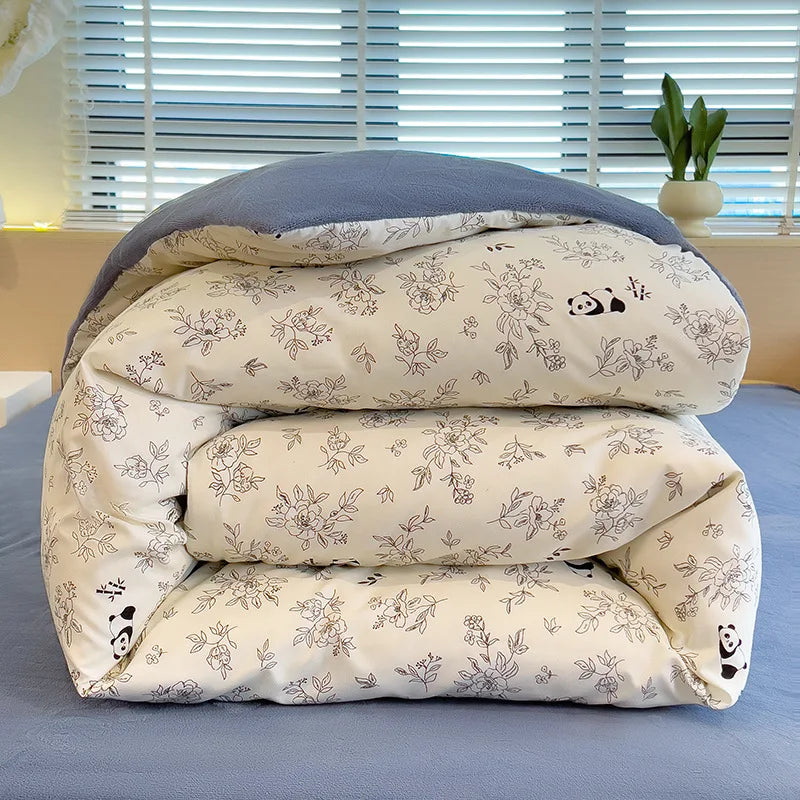 1PC Cute Printed Duvet Cover Twin Queen Student Dorm Comforter Cover Soft Single Sided Velvet Quilt Cover for Single Double Bed
