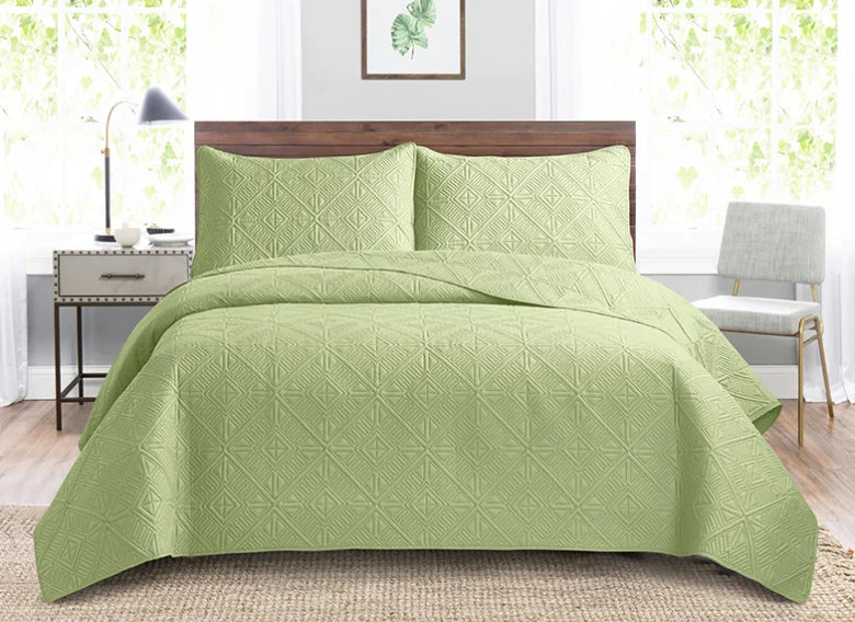 3pcs Luxury Quilted Microfiber Bedspread Coverlet Bedding Set