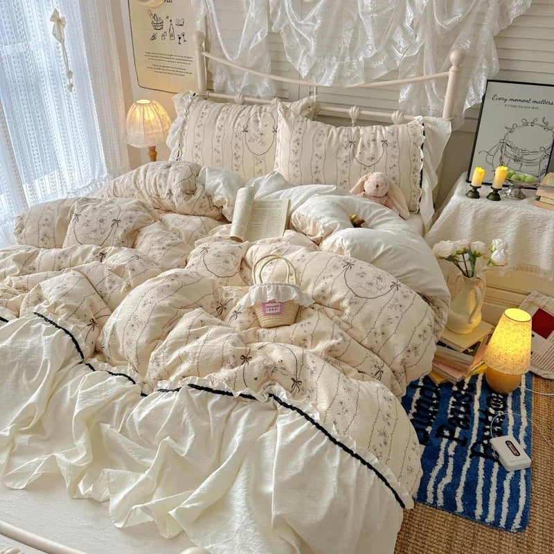 INS Princess Ruffle Printed Bedding Set