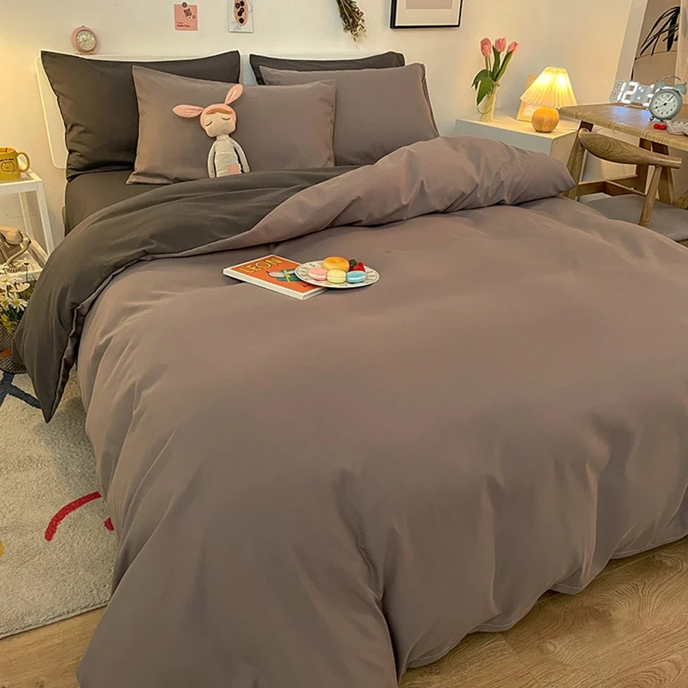 1 Pc Housse De Couette 220x240 White Gray Color Duvet Cover Double Size Funda Nordica Cama 150 Queen/King Size Bed Cover