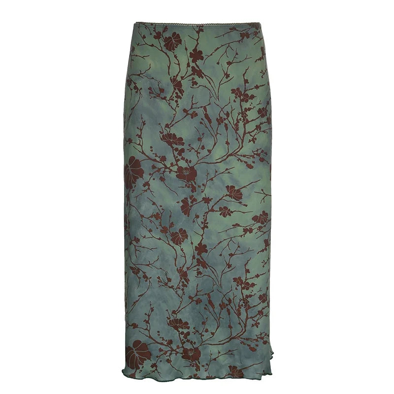 Fern Fleur Straight Midi Skirt