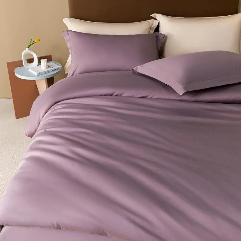 1000TC Egyptian Cotton Luxury Solid Color Duvet Cover Ultra Soft Comfortable Elastic Fitted Bed Sheet Pillowcases Twin Double