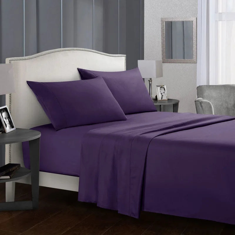 Solid color bed linen set sheets full sets mattress cover flat and fitted sheet with pillowcases Twin Full Queen King Size