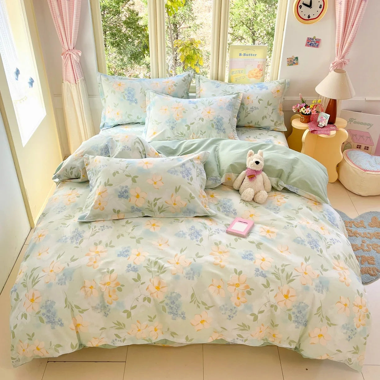 High Quality 100% Cotton Floral Duvet Cover Set Soft Breathable Queen King Bedding Set