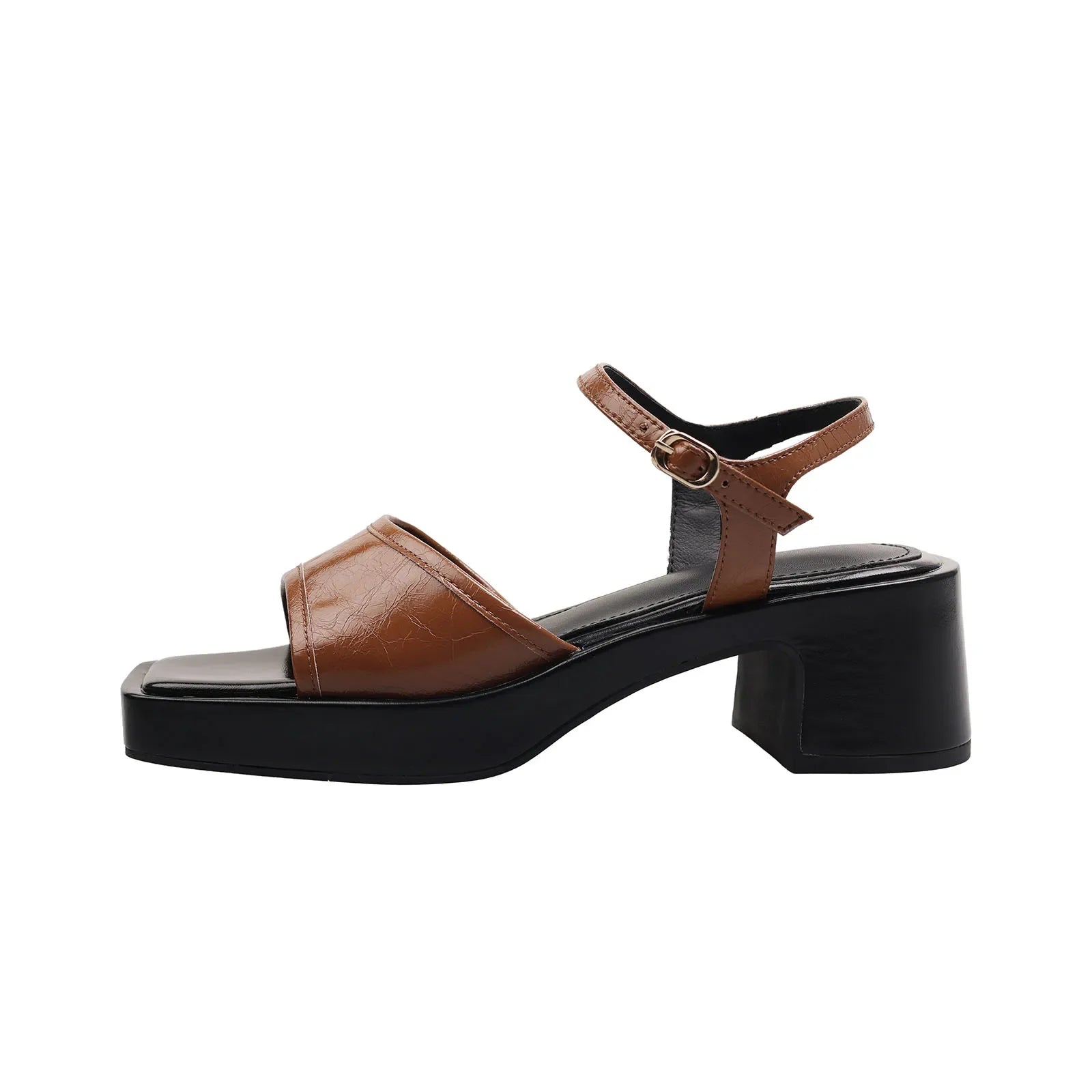 sheepskin square toe Chunky Heel