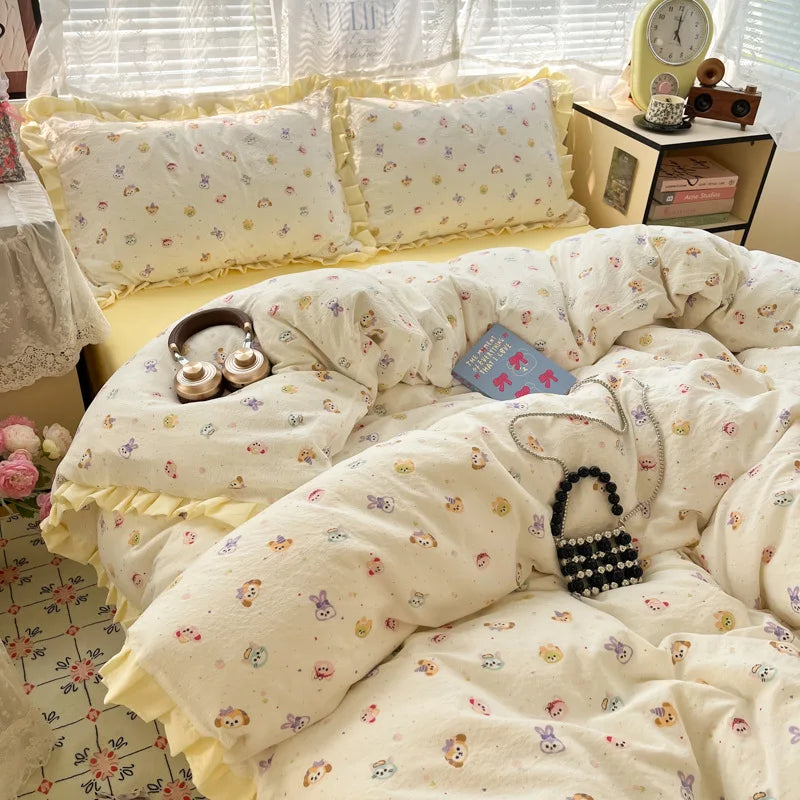 2025 Washed 4PCS Duvet Cover Set All Seasons Bedding Set