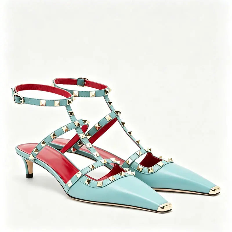 Rivet Studded Kitten Heels