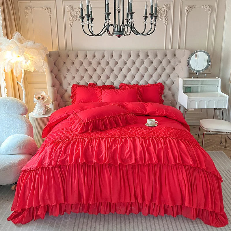 4/6Pcs Princess Wedding Bedding Sets