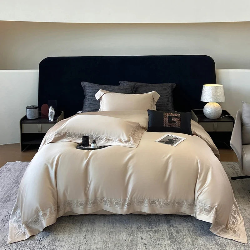 Luxury Hollow Embroidery Wide Edge Bedding Set