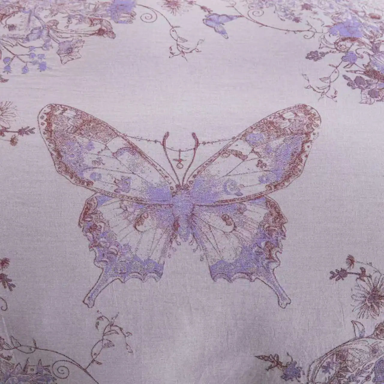 100% Cotton Butterfly Flowers Jacquard Purple Luxury Bedding Set