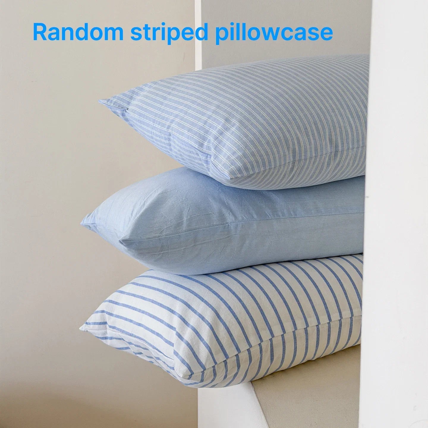 Japanese Blue Striped 100% Cotton Duvet Cover Set Queen King Bedding Set