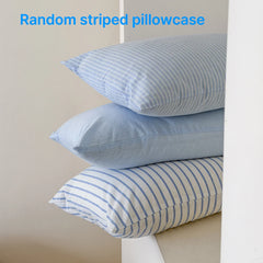Japanese Blue Striped 100% Cotton Duvet Cover Set Queen King Bedding Set