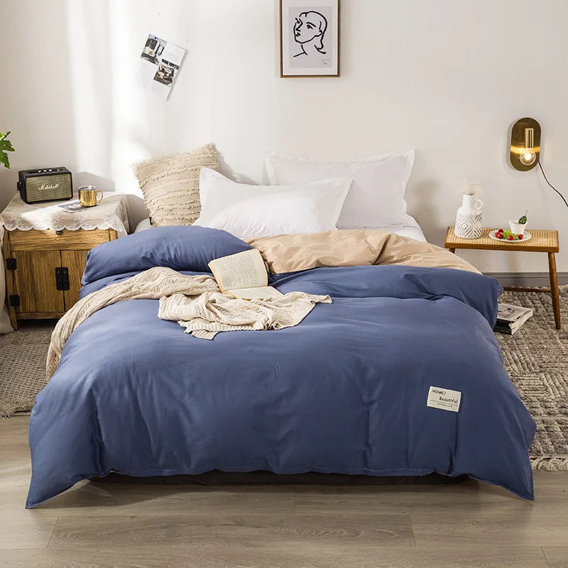 1PC Cotton Single Double Quilt Cover Simple Solid Color Korean Version Duvet Covers Skin Friendly Bedding Comforters Covers