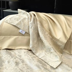 Champagne 1000TC Egyptian Cotton Yarn-dyed Jacquard Embroidery Luxury Bedding Set