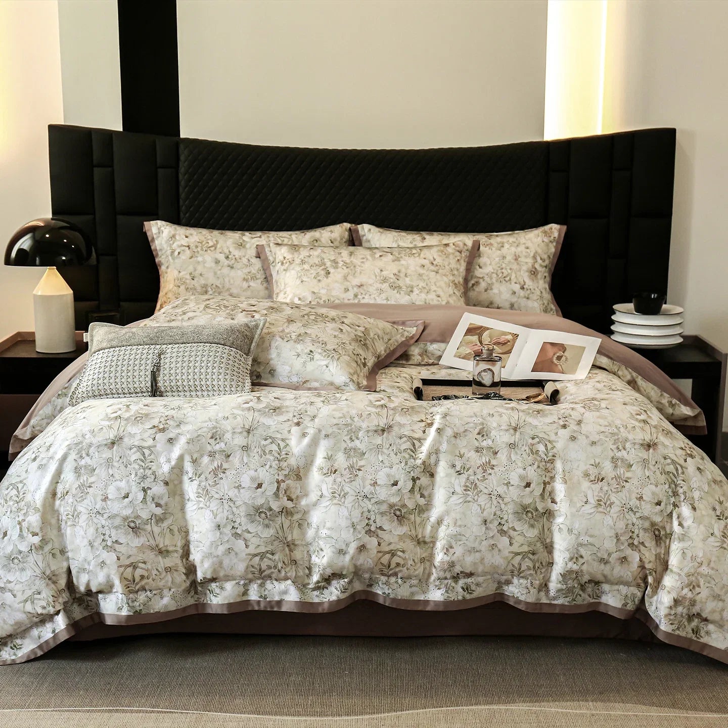 Flowers Print Luxury Queen King Size Bedding Set