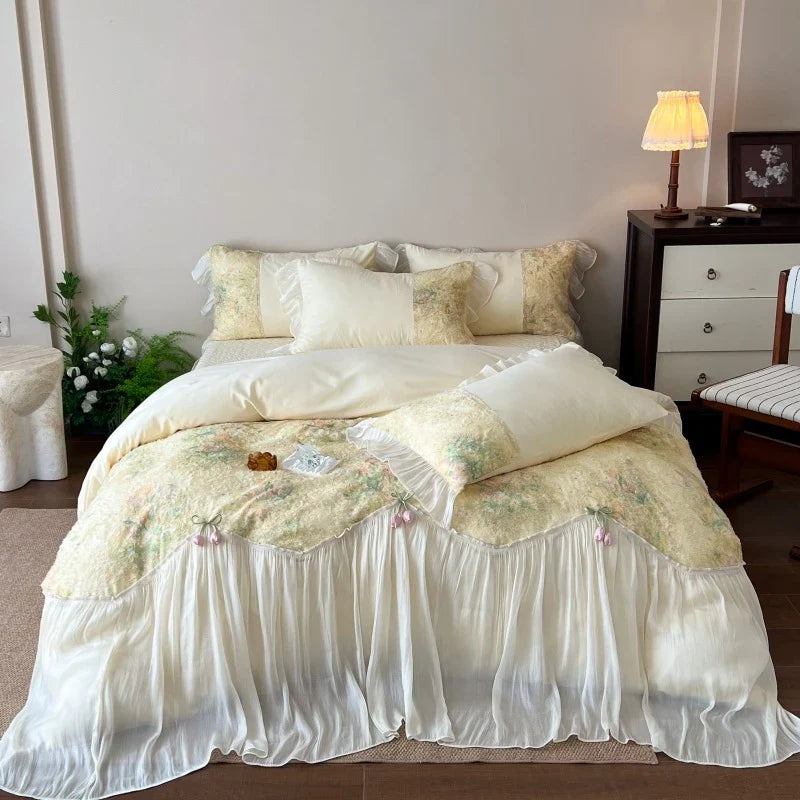 Shabby Chic Pink Flower Bedding Set