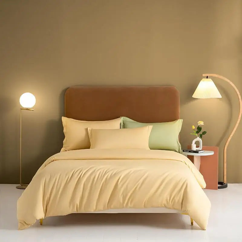 1000TC Egyptian Cotton Luxury Solid Color Duvet Cover Ultra Soft Comfortable Elastic Fitted Bed Sheet Pillowcases Twin Double
