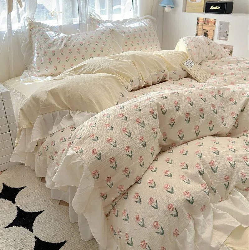 Korean Princess Lace Bedding Set