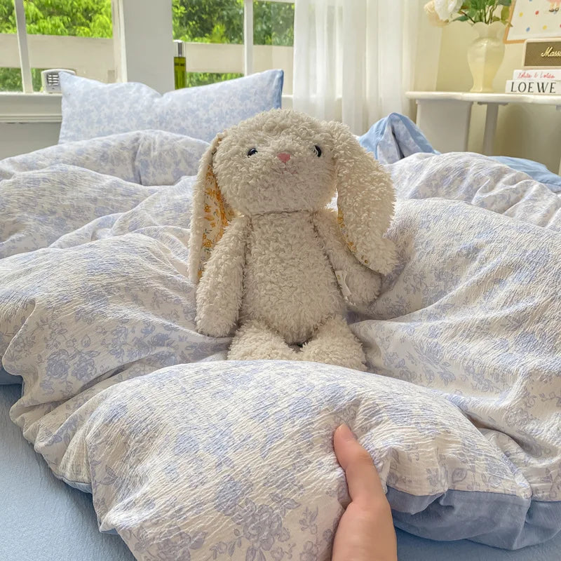 Korean Wrinkled Double Layered Yarn Bedding Sets
