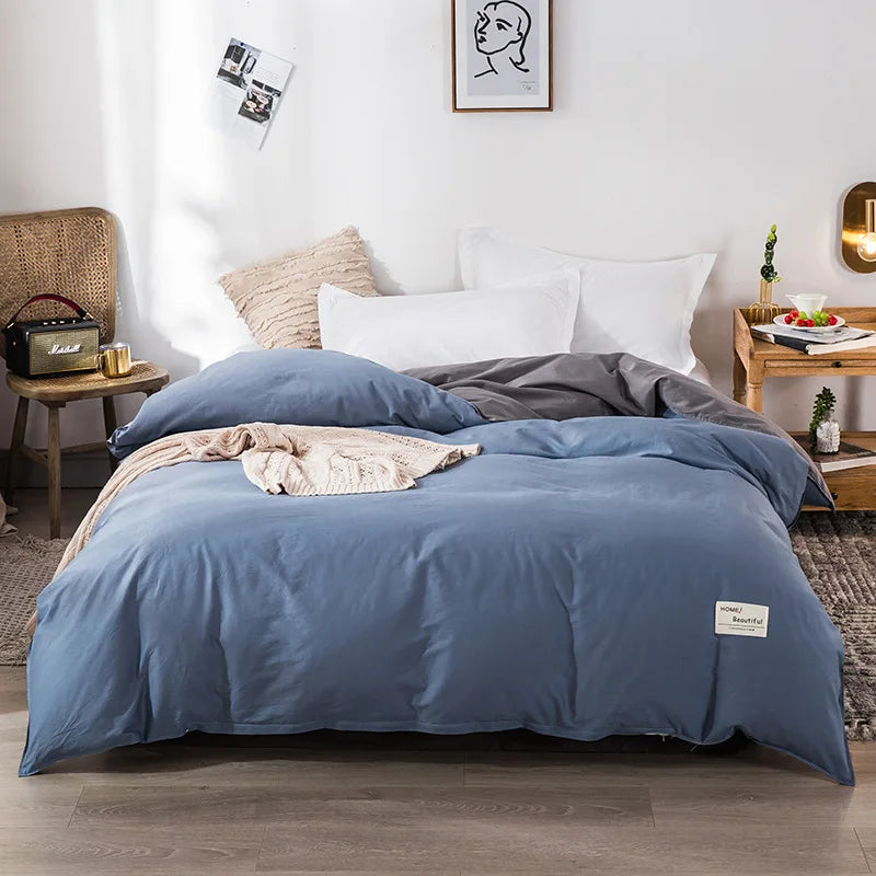 1PC Cotton Single Double Quilt Cover Simple Solid Color Korean Version Duvet Covers Skin Friendly Bedding Comforters Covers
