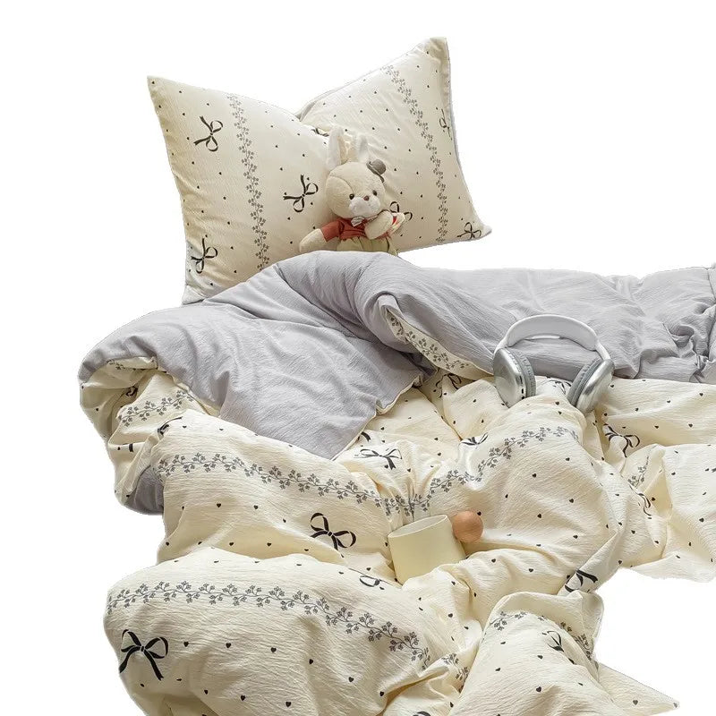 Korean Wrinkled Double Layered Yarn Bedding Sets