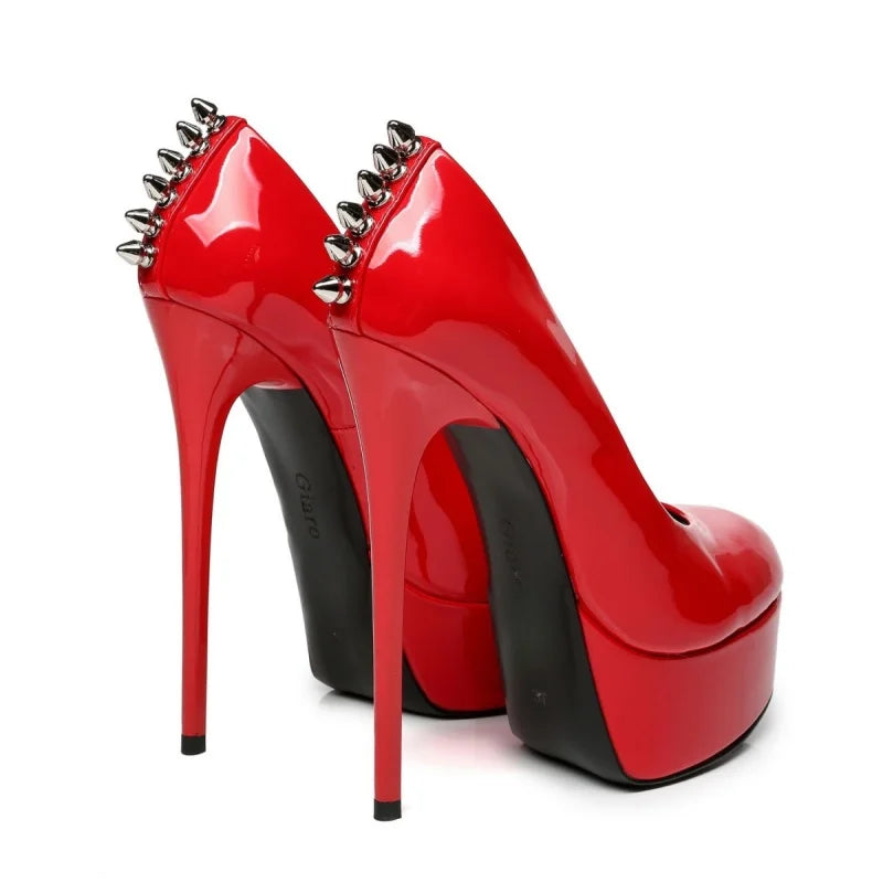 Red Patent Leather rivet Pumps