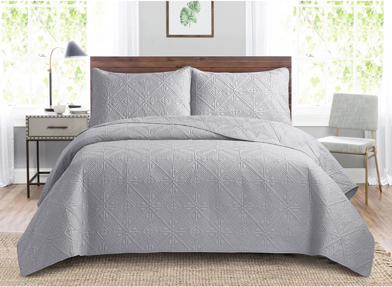 3pcs Luxury Quilted Microfiber Bedspread Coverlet Bedding Set