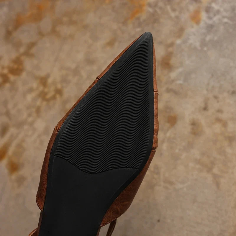 sheepskin hollow breathable retro mid Heel