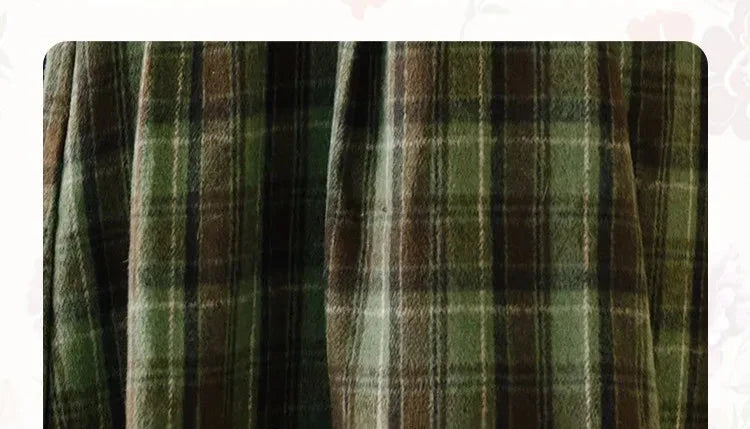 Harmony Plaid Wool Dark Academia Cottage Dress