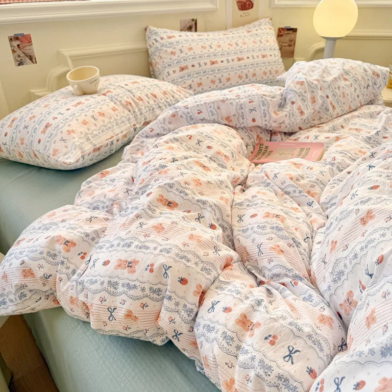 Wave Point Washed Cotton Bedding Set