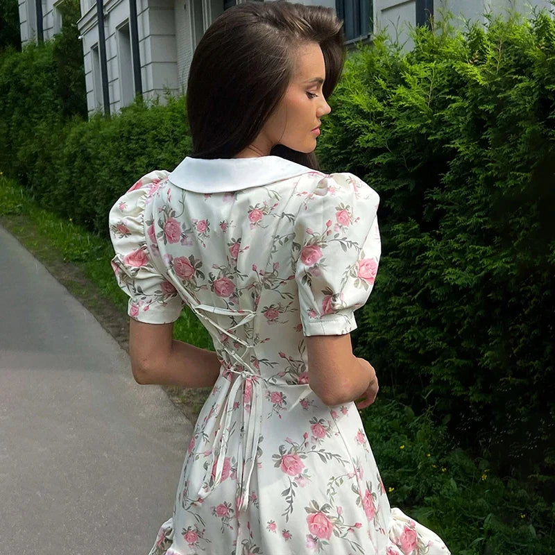 Gweny Puff Sleeves Floral Mini Dress