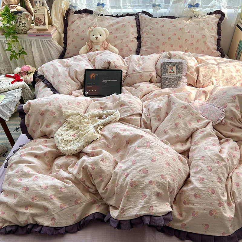 Korean Style Lace Ruffle Bedding Set
