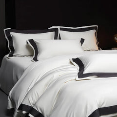 4Pcs Premium 1000TC Egyptian Cotton Solid Color Hotel Style Wide Edge Bedding Set
