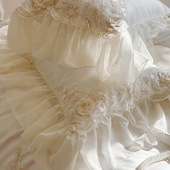 Three-dimensional Rose Sequins Lace Wedding Bedding Set