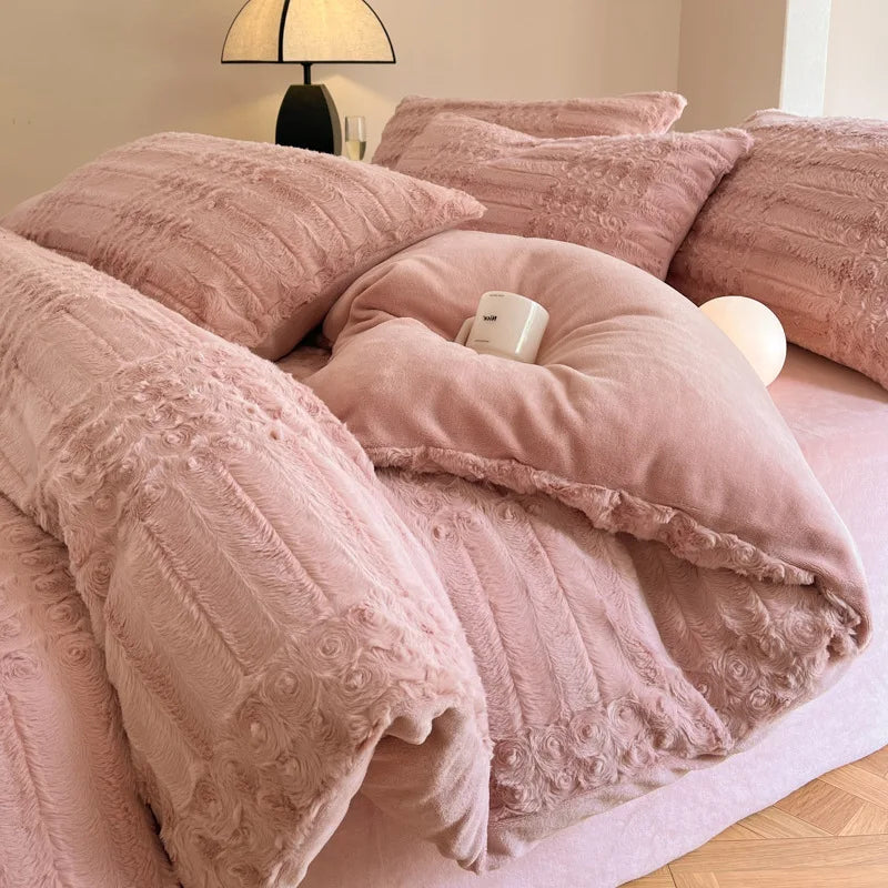 Luxury Faux Rabbit Velvet Bedding Sets