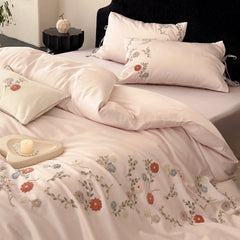 Chic Flowers Towel Embroidery Bedding Set