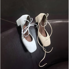sheepskin Cross tied mary jane Shoes