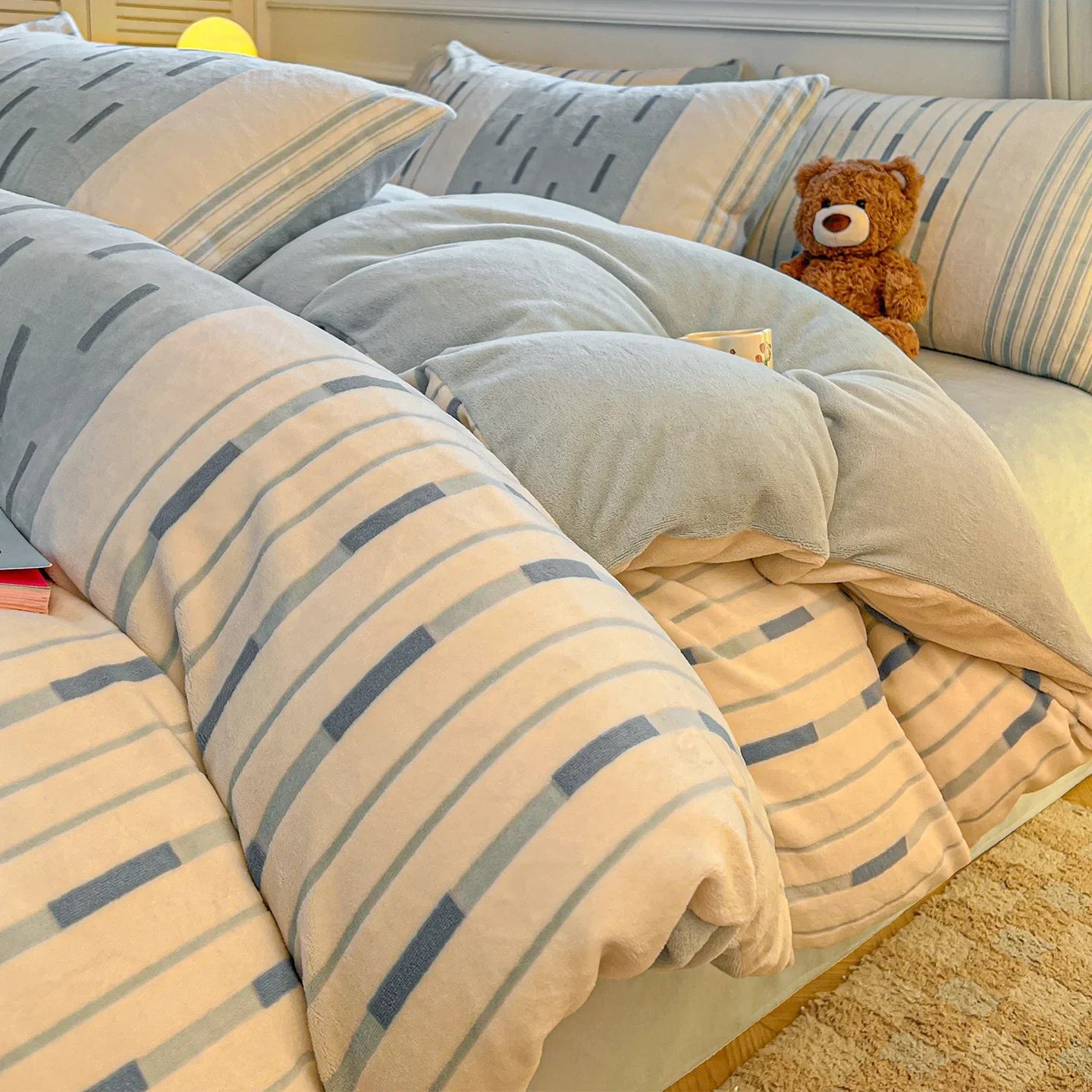 Winter Warm Velvet Duvet Cover Set Queen Bedding Set