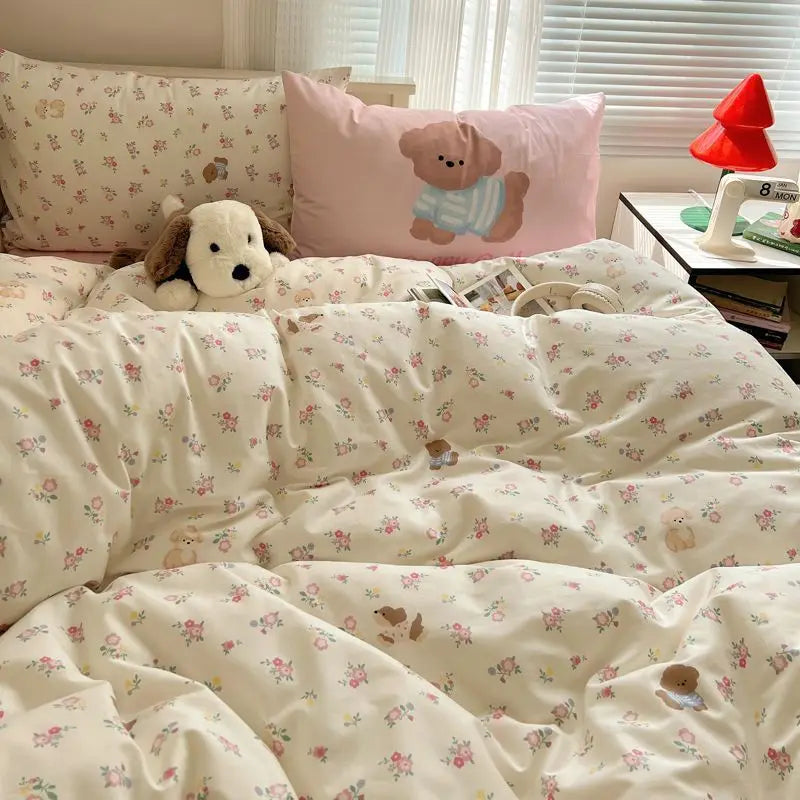Cute Pink Bear Bedding Set