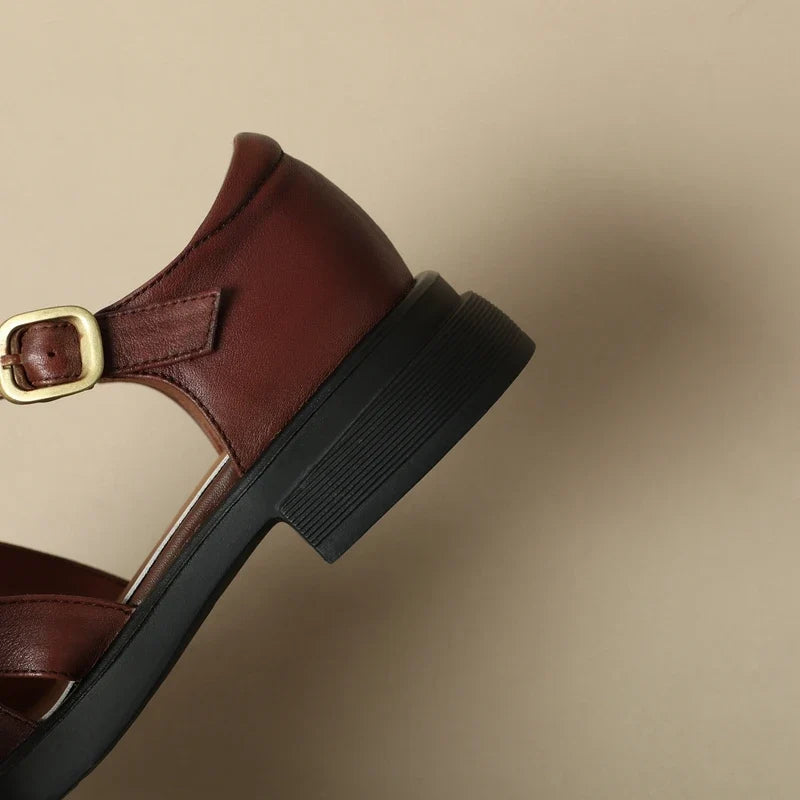Kaky's Round Head Cowhide Mid Heel