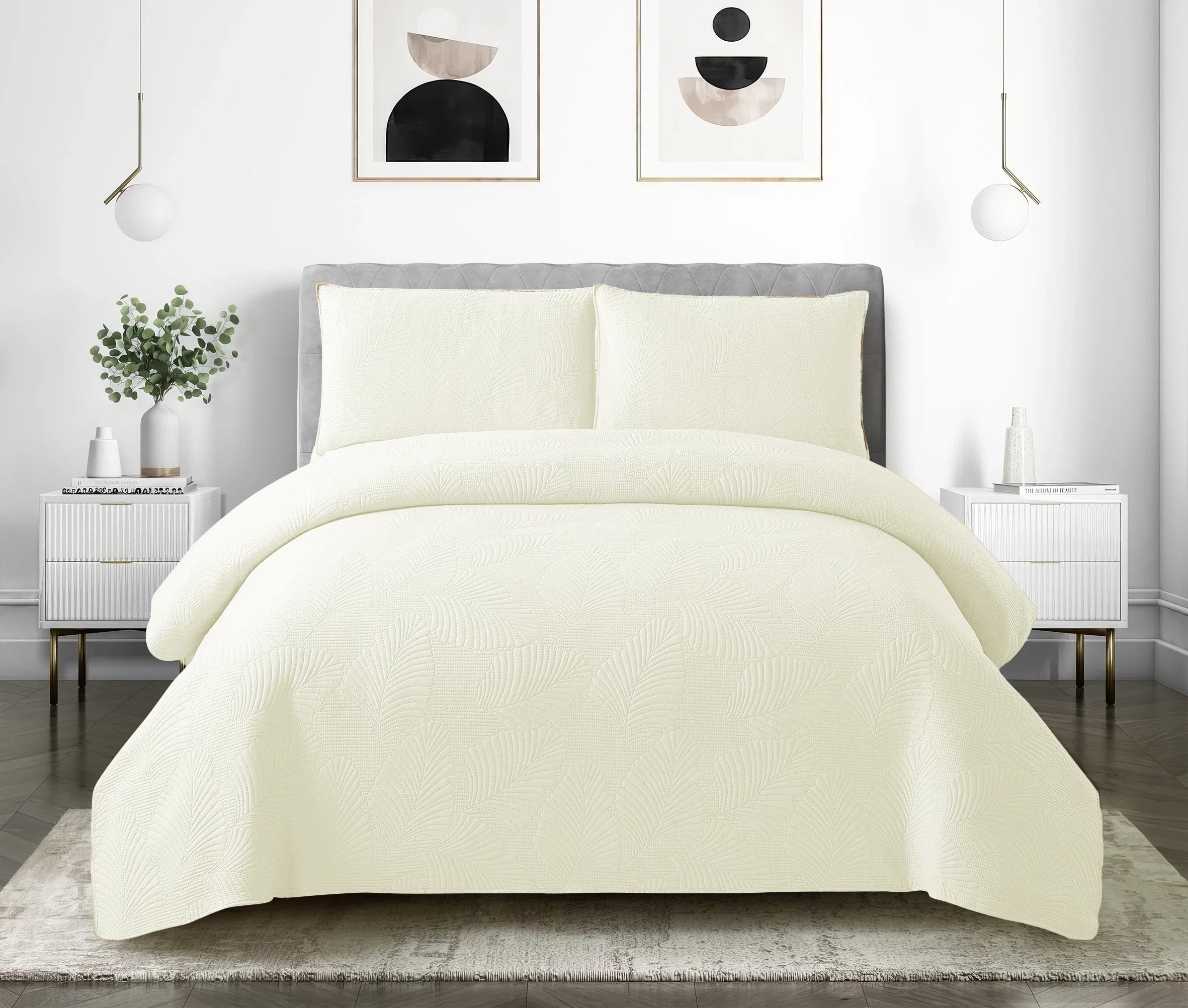3pcs Luxury Quilted Microfiber Bedspread Coverlet Bedding Set