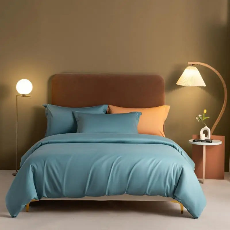 1000TC Egyptian Cotton Luxury Solid Color Duvet Cover Ultra Soft Comfortable Elastic Fitted Bed Sheet Pillowcases Twin Double