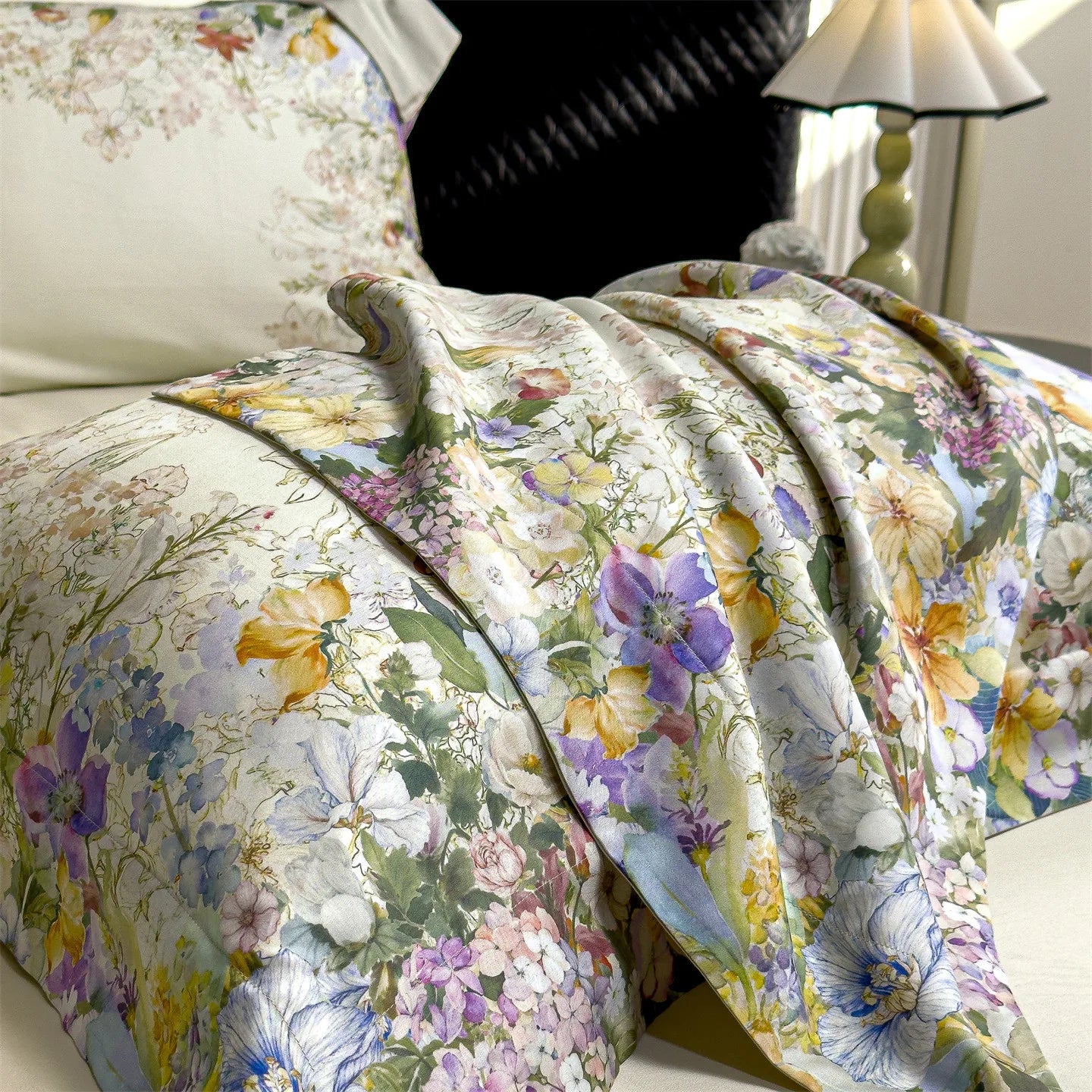 Flowers Prints Luxury Queen King Size Bedding Set