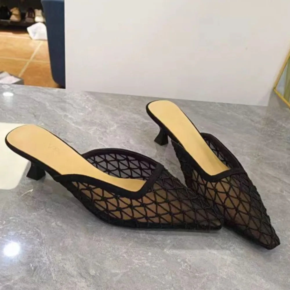 Elegant Designer Head Slippers Outerwear Fairy Style Dress Sexy Pointed High-heeled Slippers