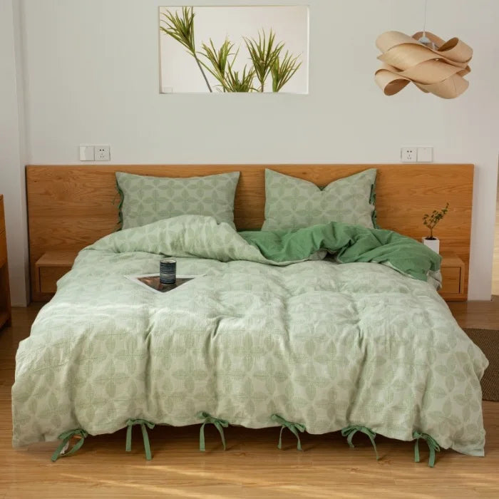 100% Cotton Double Layer Gauze Four Piece Bedding Set