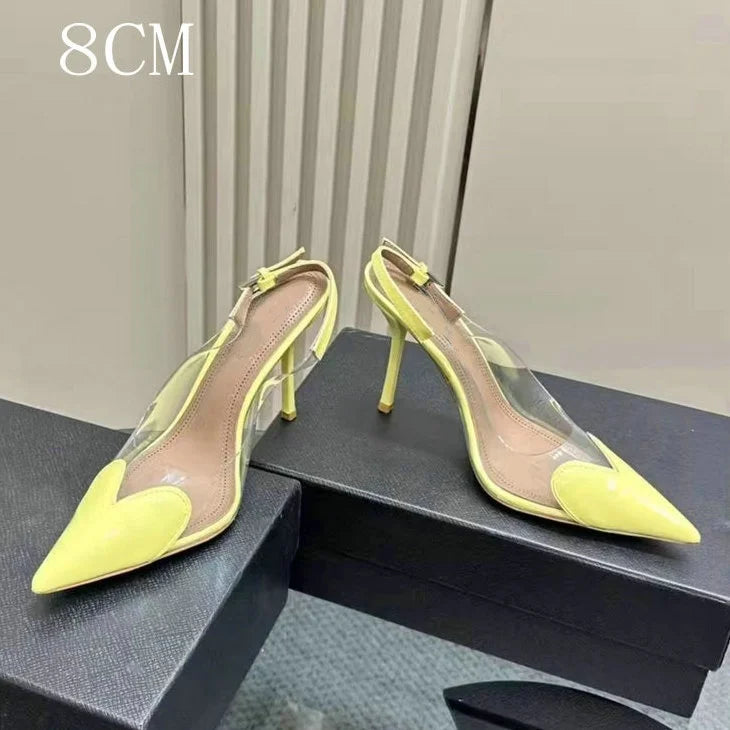 Heart-Shaped Transparent High-Heeled Sandals
