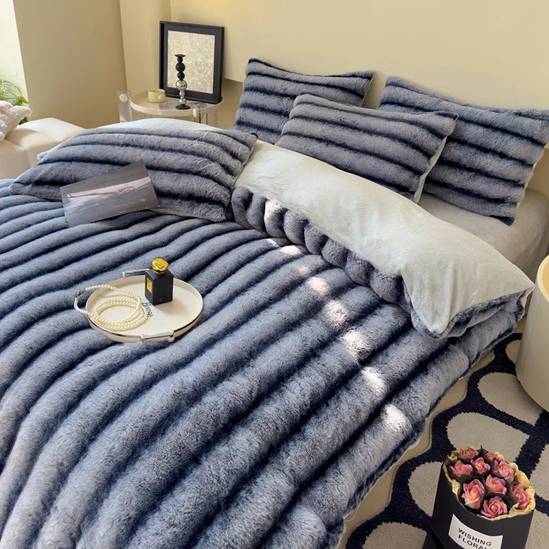 Artificial Rabbit Velvet 4pcs Bedding Set
